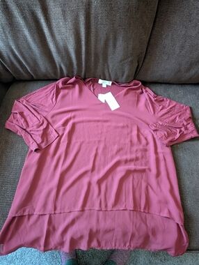 Women's Michael Kors Burgundy V-Neck Layered Top